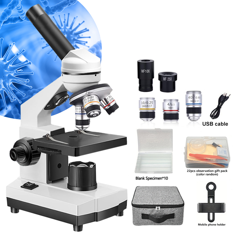 Microscope Compound 40X - Taşınabilir Biyolojik Optik Bileşik Mikroskop, 40x-1000x
