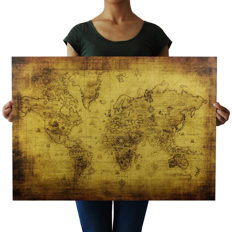 Star Map Poster - Büyük 72.5X51.5cm Vintage eski dünya haritası