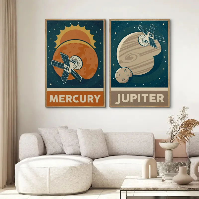1 adet Retro Güneş Sistemi Gez - Star Map Poster incelemesi ve fiyatı